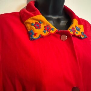 Vintage Embroidered Red Housecoat